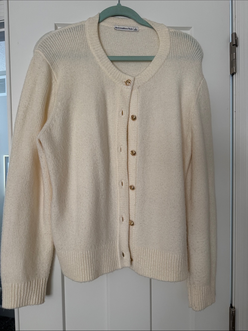 Abercrombie & Fitch Cream Button-Up Knit Cardigan
